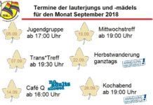 Termine der lauterjungs und –mädels e.V. im September/Oktober 2018
