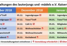 Termine der lauterjungs und –mädels e.V. im November 2018 bis Januar 2019