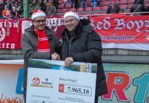 Krombacher Zipfelmützenaktion ein voller Erfolg: Fans des 1. FC Kaiserslautern ermöglichen Spende über 7.965,18 Euro