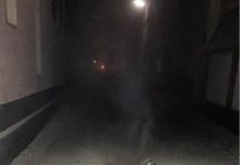 Brennende Mülltonne