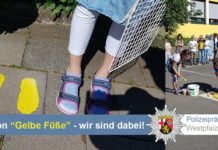 Aktion Gelbe Füße – Polizeipräsidium Westpfalz für den sicheren Schulweg