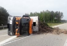A6/Kaiserslautern, Zu schnell gefahren – Lkw kippt um