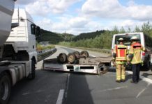 A63/Kaiserslautern, Anhänger kippt um