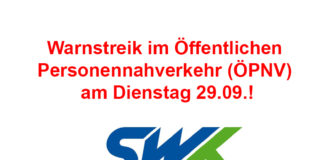 Warnstreik am 29.09.2020! Buslinien der SWK fahren nicht!