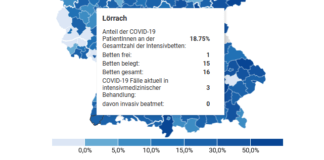 KL: Anteil der COVID-19 PatientInnen an der Gesamtzahl der Intensivbetten