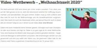 „Weihnachtszeit 2020“ – Start des Video-Wettbewerbs für Jugendliche