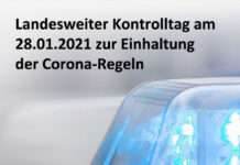 Landesweiter Kontrolltag am 28.01.2021 zur Einhaltung der Corona-Regeln