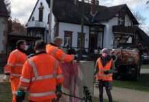 Stadtpark für den Frühling vorbereitet – Stadtbildpflege beseitigt Graffiti