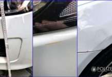 Unfallverursacher hinterlässt orangene Lackspur