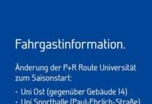 Änderung der P&R Route Universität