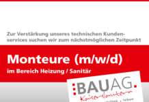 Bau AG Stellenausschreibung: Monteure (m/w/d) im Bereich Heizung / Sanitär