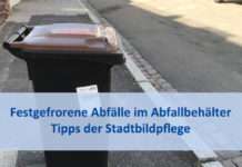 Festgefrorene Abfälle im Abfallbehälter – Tipps der Stadtbildpflege