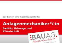 Bau AG Stellenausschreibung: Ausbildungsstelle als Anlagenmechaniker*/in – Sanitär-, Heizungs- und Klimatechnik