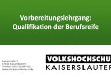 VHS Kaiserslautern – Vorbereitungslehrgang: Qualifikation der Berufsreife