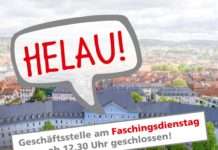 Öffnungszeiten der Bau AG am Faschingsdienstag