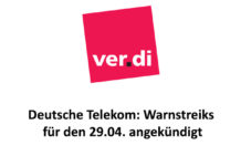 Deutsche Telekom: Warnstreiks für den 29.04. angekündigt