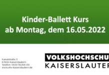 VHS Kaiserslautern – neuer Kinder-Ballett Kurs