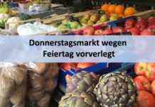 Donnerstagsmarkt wegen Feiertag vorverlegt