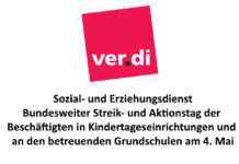 Bundesweiter Streik- und Aktionstag der Beschäftigten in Kindertageseinrichtungen und an den betreuenden Grundschulen am 4. Mai