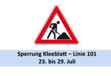 Sperrung Kleeblatt – Linie 101 – 23. bis 29.07.