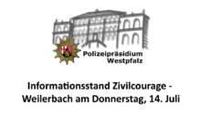 Informationsstand Zivilcourage – Weilerbach am Donnerstag, 14. Juli