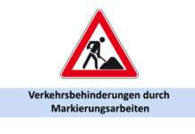 Verkehrsbehinderungen durch Markierungsarbeiten