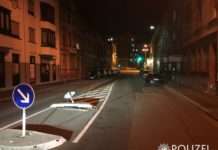 Über Verkehrsinsel gefahren – Unfallflucht