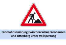 Fahrbahnsanierung zwischen Schneckenhausen und Otterberg unter Vollsperrung