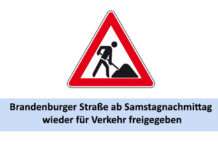 Brandenburger Straße ab Samstagnachmittag wieder für Verkehr freigegeben