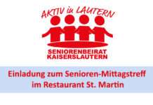 Einladung zum Senioren-Mittagstreff im Restaurant St. Martin
