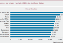Verfügbares Einkommen 2020 in allen kreisfreien Städten und Landkreisen gestiegen