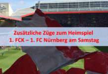 Zusätzliche Züge zum Heimspiel 1. FCK – 1. FC Nürnberg am Samstag