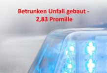 Betrunken Unfall gebaut – 2,83 Promille