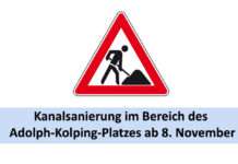 Kanalsanierung im Bereich des Adolph-Kolping-Platzes ab 8. November