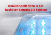 Trunkenheitsfahrten in der Nacht von Samstag auf Sonntag