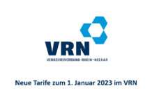 Neue Tarife zum 1. Januar 2023 im VRN