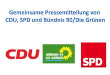 Die Vertreter*innen von SPD, CDU und Bündnis 90/DIE GRÜNEN fordern eine eindeutige Positionierung von Kürwitz.