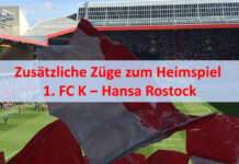Zusätzliche Züge zum Heimspiel 1. FC Kaiserslautern ‒ Hansa Rostock am Samstag