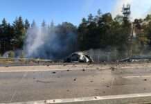 Fahrzeugbrand mit Explosionen und anschließendem Waldbrand auf der Autobahn 6