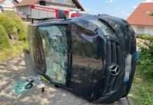 Mit Lieferwagen rund zwei Meter tief gestürzt