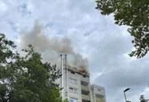 Brand in einem Hochhaus