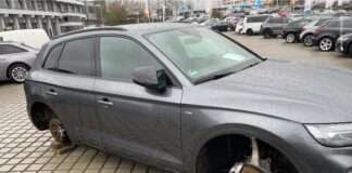 Audi aufgebockt und Räder geklaut