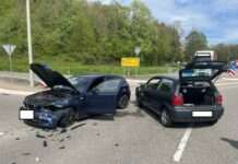 Vorrang missachtet, Unfallverursacher leicht verletzt