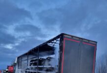 Lkw-Brand auf der A6