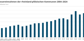 Kaiserslautern als einzige der zwölf kreisfreien Städte in RLP 2024 mit steigenden Steuereinnahmen