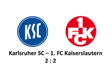 Kein Sieger im Südwestderby – 2:2 in heißem Kampf in Karlsruhe