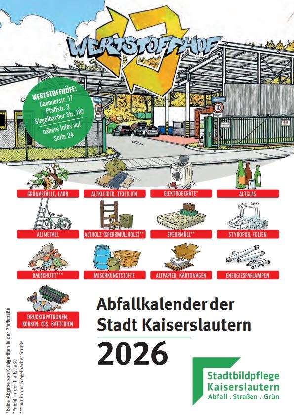 Titelseite Abfallkalender 2026; Foto: Stadtbildpflege Kaiserslautern