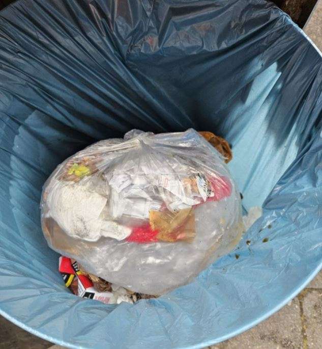 Foto Hausmüll im öff Abfallbehälter