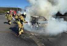 PKW-Brand auf der BAB 63