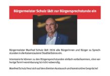 Bürgermeister Schulz lädt zu Bürgersprechstunden ein